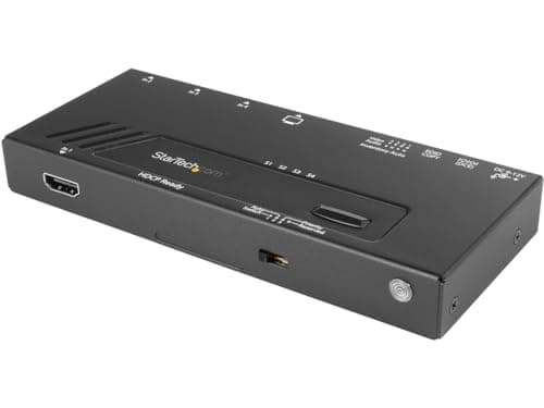 Image of StarTech.com 4 Port HDMI Switch - 4K with Fast Switching, Auto-Sensing & Serial Control - Automatic 4x1 HDMI Video Switcher Box (VS421HD4KA), Black
