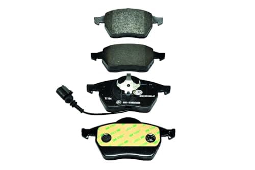 Image of HELLA 8DB 355 008-471 Brake pad set - with integrated wear warning contact - T1154 - for e.g. AUDI / SEAT / SKODA / VOLKSWAGEN