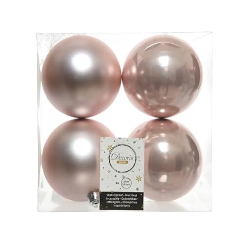 Image of Shatterproof Blush Pink Baubles 100mm Pack of 4 - Christmas