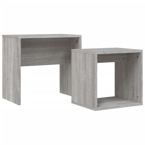 Image of vidaXL Nesting Coffee Tables Set of 2 in Grey Sonoma, Engineered Wood Construction, Versatile Side Tables for Living Room and Bedroom
