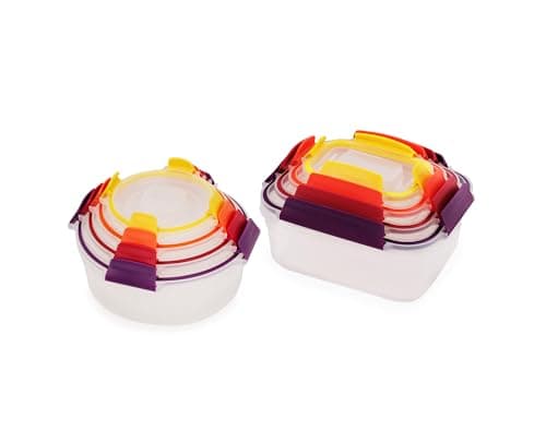 Image of Joseph Joseph Nest Lock Food Containers, 8 Piece Lunch Box & Meal Prep Set Reusable, Airtight Plastic Food Containers with Lids, Multi-Size Set Storage
