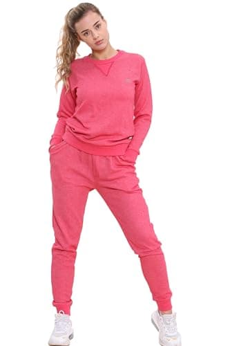 Image of Bahob® Women’s Sportswear Set, Round Neck 2 Piece Women Track Suit Ladies Gym Wear Track Suit Stretch Leggings Yoga Workout Tracksuits Activewear Set S to XL (S, Pink)
