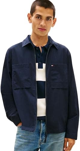 Image of Tommy Hilfiger Men TECH OVERSHIRT MW0MW42586 Overshirt Jacket, BLUE, XXL