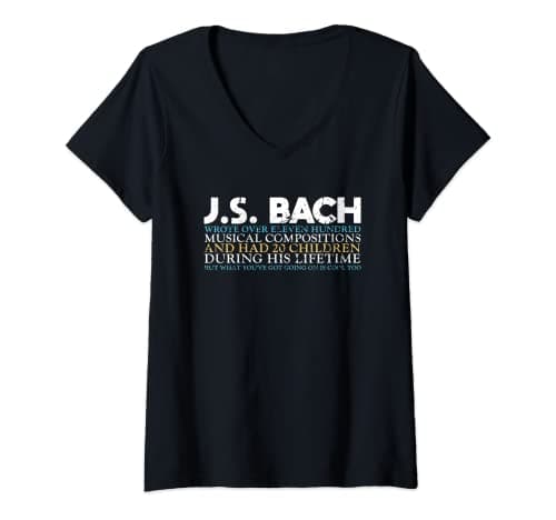Image of Womens J.S. Bach Funny Classical Baroque Music Lover Composer Gift V-Neck T-Shirt