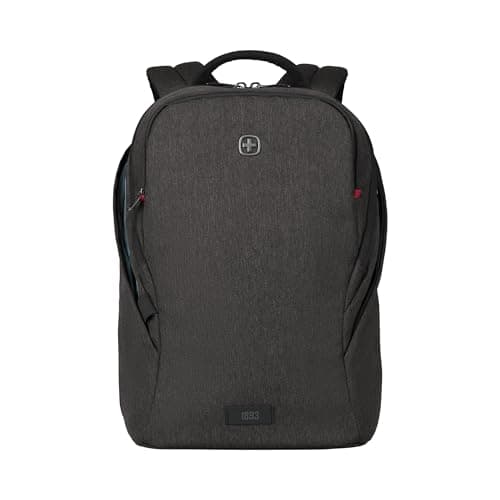 Image of Wenger MX Light 16‑Inch Laptop Backpack with Padded Laptop and Tablet Compartments, SmartOrg Organizer, Water‑Repellent Zippers, Pass‑Thru Trolley Sleeve, Heather Grey