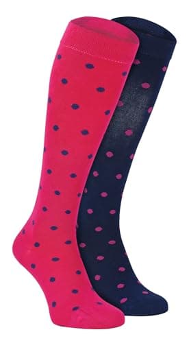 Image of Sock Snob - Womens Long Knee High Bamboo Socks | 2 Pair Pack | Plain & Patterned | Gift for Ladies (4-7, Polka Dot)