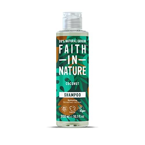 Image of Faith In Nature 300ml Natural Coconut Shampoo, Hydrating, Vegan and Cruelty Free, No SLS or Parabens, For Normal to Dry Hair