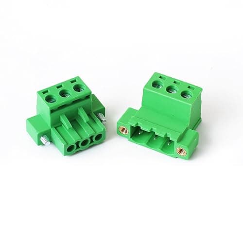 Image of XUGERIP 5 Set 5.08mm Pitch 3 Pin Pluggable Screw Terminal Block with Mounting Lugs, Male Plug and Female Socket Connector-300V 15A AWG24-12