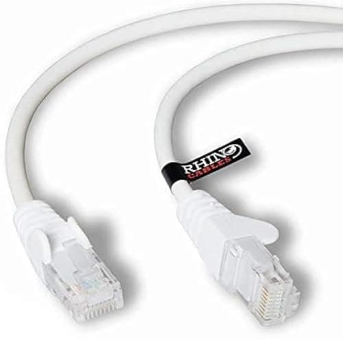 Image of rhinocables CAT 6 High-Speed Gigabit Ethernet Cable - Patch Network Lead for LAN| Snagless UTP With LSZH Jacket | RJ45 Connector - Internet, Router, Modem, Smart TV, PC & More (3m, White, Pack of 1)