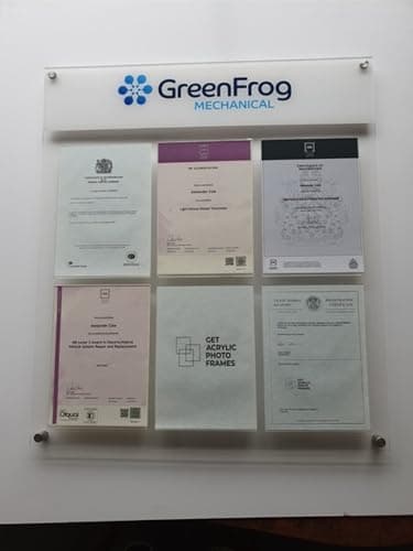 Image of Get Acrylic Photo Frames - Bespoke Pocket Clear Acrylic Company Display/Notice Board. Wall Mount Display Board with A4 Pockets. Suitable for The Office, Workplace Or Home