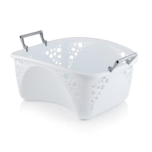 Image of Minky 40L Stackable Laundry Basket, Stackable Washing Basket, Sturdy Foldable Handles, Easy Carry Hip Fit, Multipurpose & Durable Laundry Baskets, Made In The UK