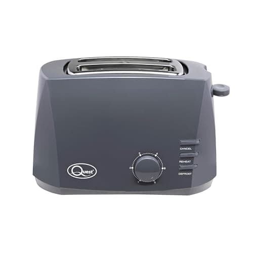Image of Quest 2 Slice Toasters with Extra Wide Slots / 6 Browning Levels/Reheat & Defrost/Crumb Tray & Cord Storage / 800W (Grey)