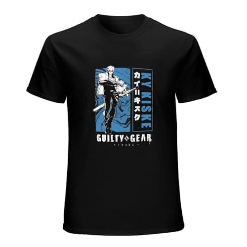 Image of Guilty Gear Strive Ky Kiske Anime Characters Arc Video Game Unisex 100% Cotton Short-Sleeve T-Shirts Black L