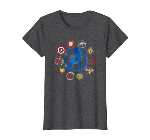 Image of Marvel Avengers Endgame Painted Icons - AC Exclusive T-Shirt, Women, Dark Heather Grey, 3X-Large