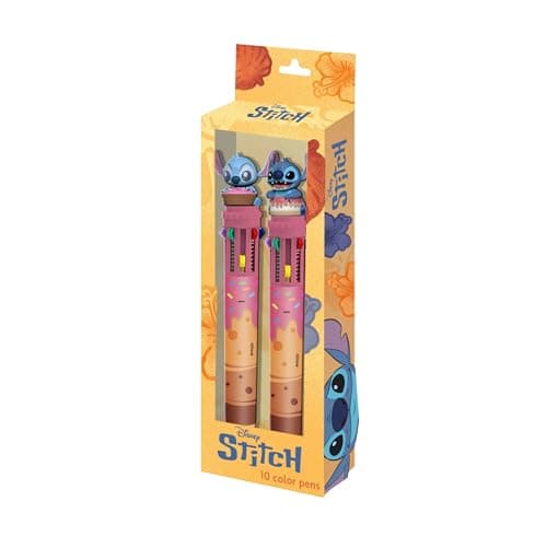 Image of Disney Lilo and Stitch Mix-Pack of 2 10-Coloured Pens, Yellow, 9.5 x 23 cm