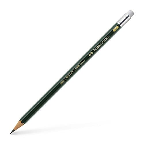Image of Faber-Castell 119200 - Castell 9000 Pencil with Eraser Tip, HB Hardness B mit Gummitip Green