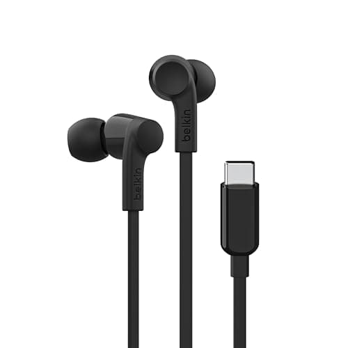 Image of Belkin SoundForm Wired Earbuds with USB-C Connector, In-Ear Earphones w/ Microphone - Headphones for iPhone 15, iPad Mini, Galaxy, Android, and More with USB-C Connector (USB-C Headphones) - Black