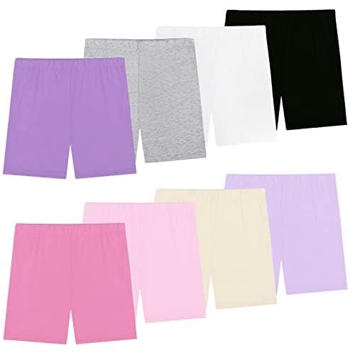 Image of KEREDA 8 Pack Girls Cycling Shorts Dance PE Shorts Breathable Cycle Dress Shorts for Kids Children Summer 2-10 Years