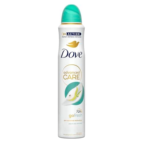 Image of Dove Advanced Care Go Fresh Pear & Aloe Vera Scent Anti-Perspirant Aerosol Women's Deodorant Spray with Pro-Ceramide technology for 72 hour protection against sweat and odour 200 ml