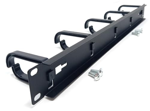 Image of 1U 19" Horizontal Cable Management Bar Cable Tidy, With 5 Removable Plastic Holders, For Rack Mount Use, Black