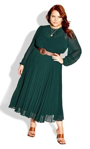 Image of City Chic Women's Apparel Women's Plus Size Dress Love Pleat, Jade, 20 Plus