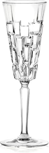 Image of RCR 27437020006 Etna Champagne Flute - Set of 6, 190 ml, Luxion Crystal Glassware, Dishwasher Safe, Champagne Toasting Glasses, Ideal for New Homeowners or Dinner Parties, Celebration Glasses