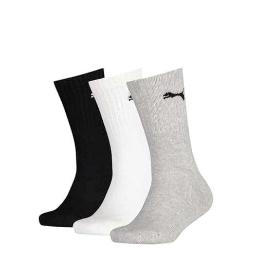 Image of PUMA Unisex Kids Promo Lot De 3 Tennis Puma Junior Sports Socks, Multicoloured (Grey/White/Black), 27-30 EU 9-11.5 UK
