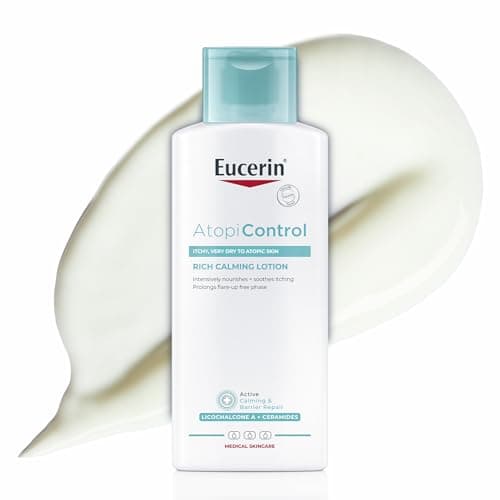 Image of Eucerin AtoControl Rich Calming Lotion 250ml, Soothing Body Moisturiser to Target Effects of Atopic Dermatitis and Eczema, Unscented Body Lotion for Softer, Soothed Skin