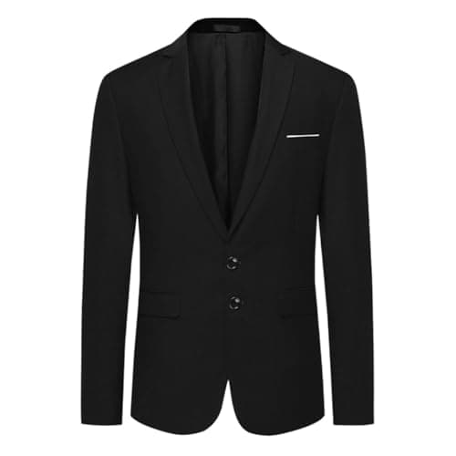 Image of Allthemen Mens Blazer Casual Slim Fit Formal Suit Jackets Classic 2 Button Solid Tuxedo Black XXL