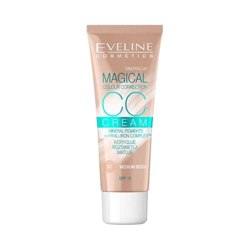 Image of Eveline Cosmetics Magical Colour Correction CC Multi-Functional Foundation - Shade 52 Medium Beige, Vegan, 30ml