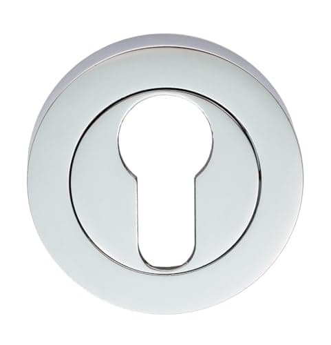 Image of Kooples Hardware Euro/Standard Profile Escutcheons Dual Keyhole Cover Set for Mortice & Euro Cylinder Locks – Satin Stainless Steel Finish (Polished Chrome, Euro Profile)