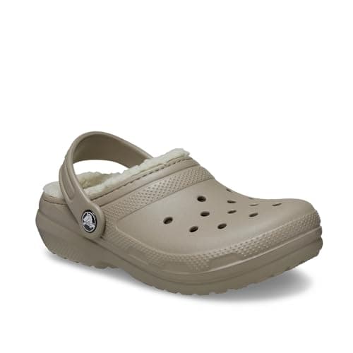 Image of Crocs Unisex Child Clog, Classic Lined Clog T, Mushroom/Bone, 8 UK Child