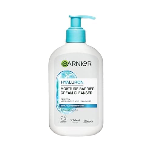 Image of Garnier Hyaluronic Aloe Soothing Cream Cleanser, Removes Makeup & Impurities, Hydrates, Soothes and Re-plumps, For Normal to Dry skin, Dermatologically Tested, Cruelty free, 250ml
