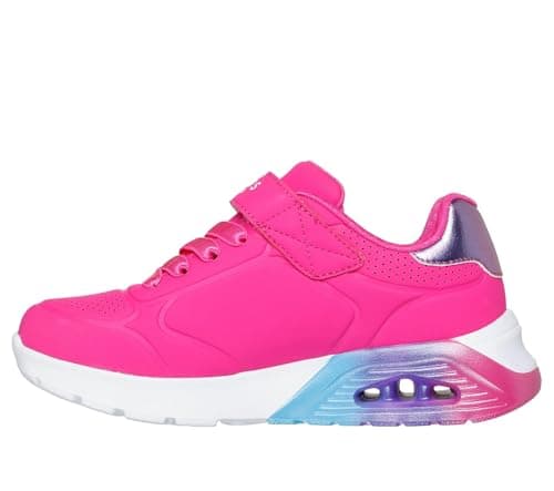 Image of Skechers Girl's Uno Lite 2.0 Vivid Metallic Sneakers, Hot Pink Synthetic/Multi Trim, 3 UK Child