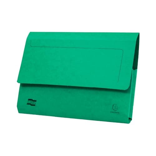 Image of Exacompta - Ref 5253Z - Europa - Pocket Wallet, 356 x 242mm, Half Flap Front for Security, 300 Micron Premium Pressboard, Holds A4 & Foolscap Documents - Green, Pack of 10