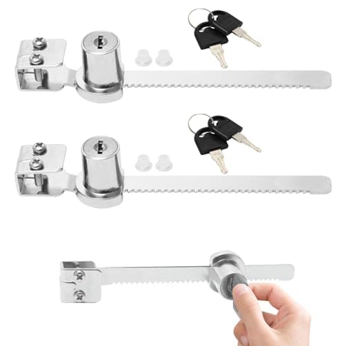 Image of 2 Pcs Reptile Vivarium Lock, Terrarium Showcase Lock, Sliding Glass Door Lock with Key, Ratchet Cabinet Locks, Display Cabinet Locks