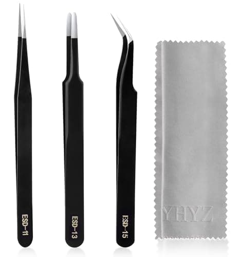 Image of YHYZ Precision Tweezers Set, for Craft DIY Jewelry Watch, Stainless Steel Anti-Static ESD Tweezers Kit for Electronics, Sodlering