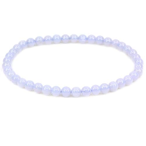 Image of CHENYUE Natural AA Grade Blue Lace Agate 4mm Round Beads Stretch Bracelet 7" Unisex