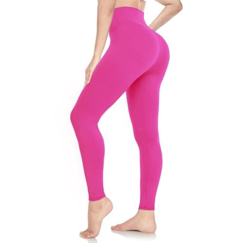Image of ACTINPUT Leggings for Women UK Soft High Waisted Tummy Control Leggings Gym Sports Workout Running Pilates Yoga Pants Ladies Elasticated Trousers for Women Summer Outfits (Rose Pink,L-XL)