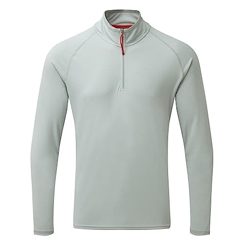 Image of Gill Mens Long Sleeve UV Tec Zip Top - Lightweight, Quick Drying & 50+ UV Protection (Medium Grey, L)
