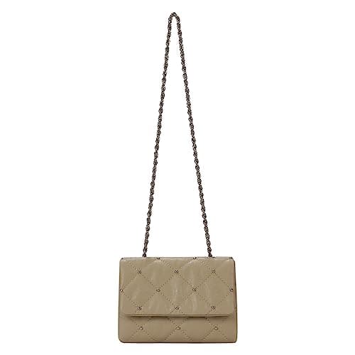 Image of KWANI Lozenge Studded Tote Shoulder bags PU Leather Large Purses Handbag for Women, Magnetic Closure, Warm Ivory, S