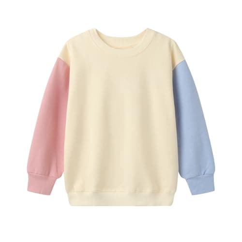 Image of Mud Kingdom 7-8 Years Girls Color Block Sweatshirt for Little Girl Shoulder Drop Pullover Crewneck Tops White