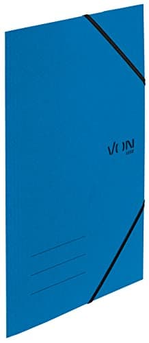 Image of Von Leitz 30080035 Pack of 5 A4 Folder Recycled Cardboard for 150 Sheets 3 Flaps Elastic Band Modern Von Print Lightweight Folder for School and Home Blue