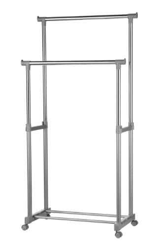 Image of Premier Housewares 1900395 Double Hanging Rail with Wheels - Chrome