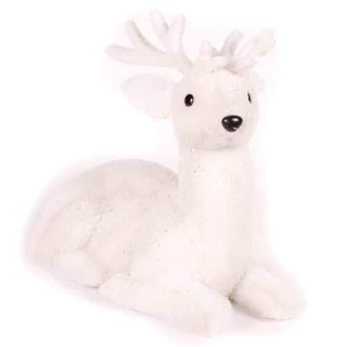 Image of WeRChristmas Polly Cotton Sitting Reindeer Christmas Decoration, 40 cm - White