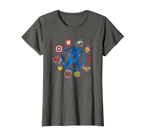 Image of Marvel Avengers Endgame Painted Icons - AC Exclusive T-Shirt, Women, Asphalt Grey, 3X-Large