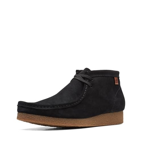 Image of Clarks Men's Shacre Chukka Boot, Black Suede, 8 UK