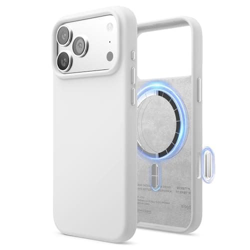 Image of elago Magnetic Silicone Case Compatible with iPhone 17 Pro Max Case 6.9” - Compatible with MagSafe, Premium Liquid Silicone Material, Protective Cover, Shockproof, Slim Phone (White)