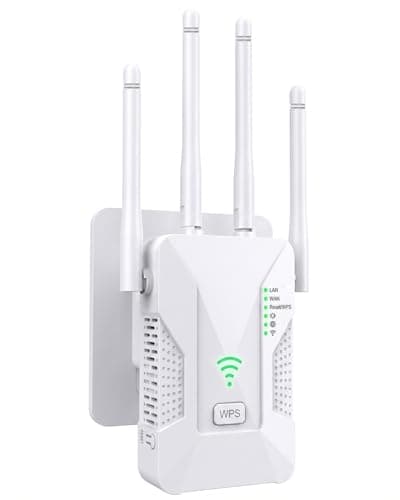 Image of 2026 WiFi Extender Booster, 4 Powerful Antennas Covers 5500 Sq.Ft and 50 Devices, Internet Extender - with Dual Ethernet Ports, Quick Setup, Home Wireless Signal Booster, UK Plug (White)