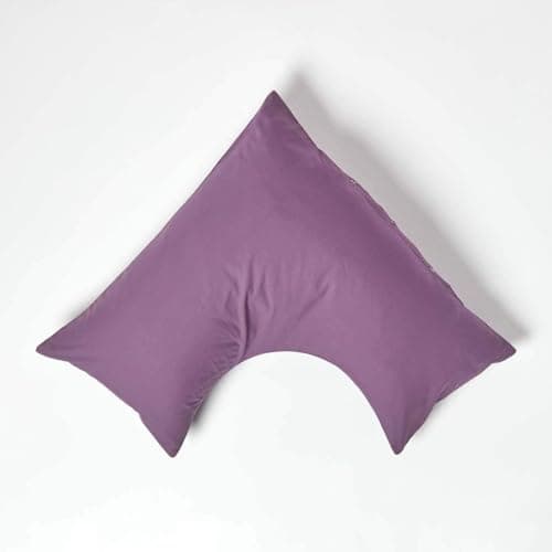Image of HOMESCAPES Purple Grape Pure Egyptian Cotton V-Shape Pillowcase 200 TC 400 Thread Count Percale Equivalent Pillow Case For Nursing Pregnancy and Elderly Pack of 2